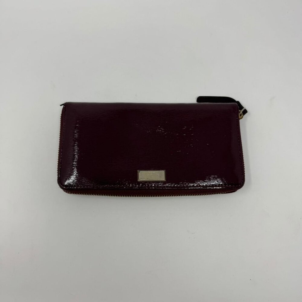 Kate Spade New York Mulled Wine Patent Leather Zip Wallet Bixby Place Neda 7.5x4